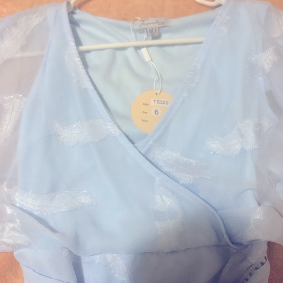 NWT TwoSisters The Label size 2 US XS Light Blue Chiffon dress with liner slip - Picture 6 of 13